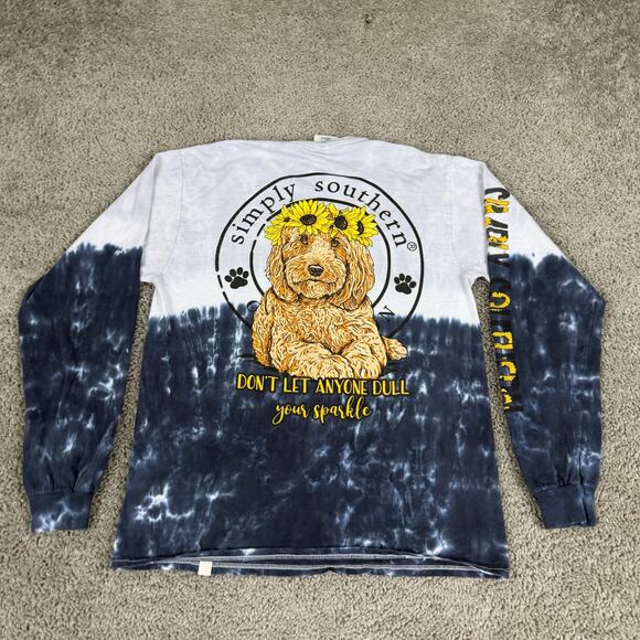 Simply Southern Shirt Womens M Dog Puppy Golden Retriever Dont Dull Your Smile - Picture 2 of 10